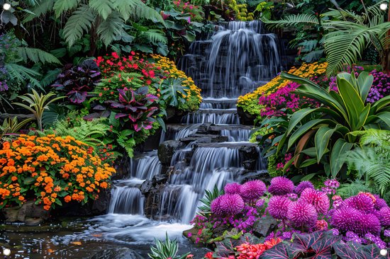 Affiche cascade - Affiche de jardin nature - Posters de jardin Fleurs - Affiche extérieure - Peinture de Jardin - Affiche de jardin de peinture de jardin 90x60 cm