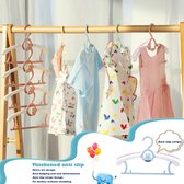 Kinderkleerhangers die met het kind meegroeien, Set 20 Stapelbare kleerhangers met berenhaken, antislip Babykleerhangers Kinderkleerhangers voor kinderkleding Babykleerkast, ruimtebesparend (grijs + wit)