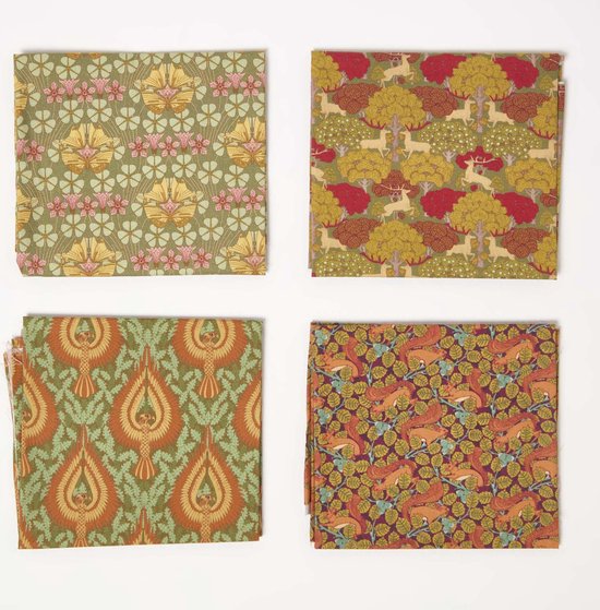 Homescapes Carré de tissu Maurice Pillard Verneuil 50 x 55 cm, Art 2 – Lot de 4
