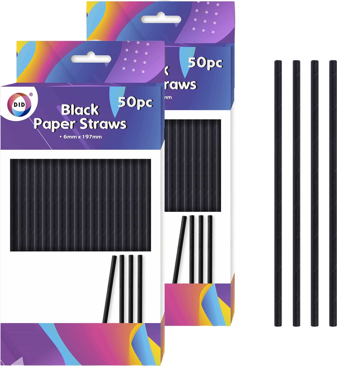 DID drinkrietjes - 100x stuks - papier - 20cm x 0.6cm - wegwerprietjes
