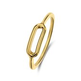 Lucardi Dames Zilveren goldplated ring ovaal - Ring - 925 Zilver - Goud - 19,5 / 62 mm