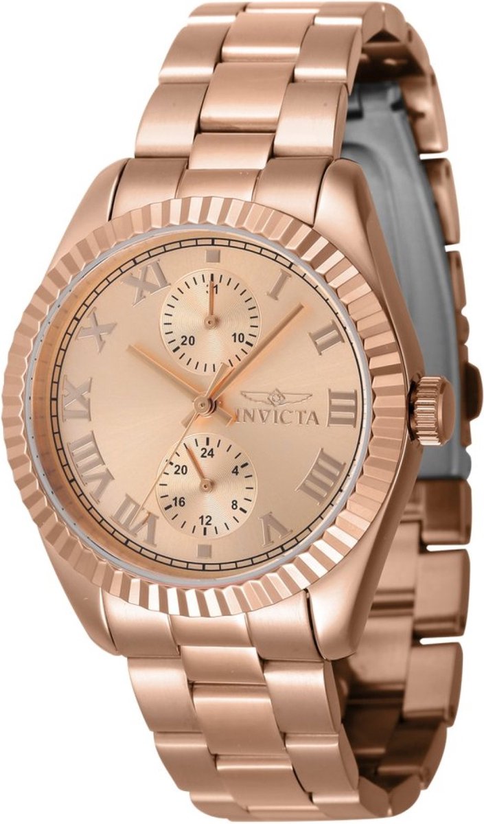 Invicta Specialty 47447 Dames Horloge - Waterdicht - Analoog - Quartz Uurwerk - Roestvrij Staal met rosegouden Wijzerplaat - 36mm