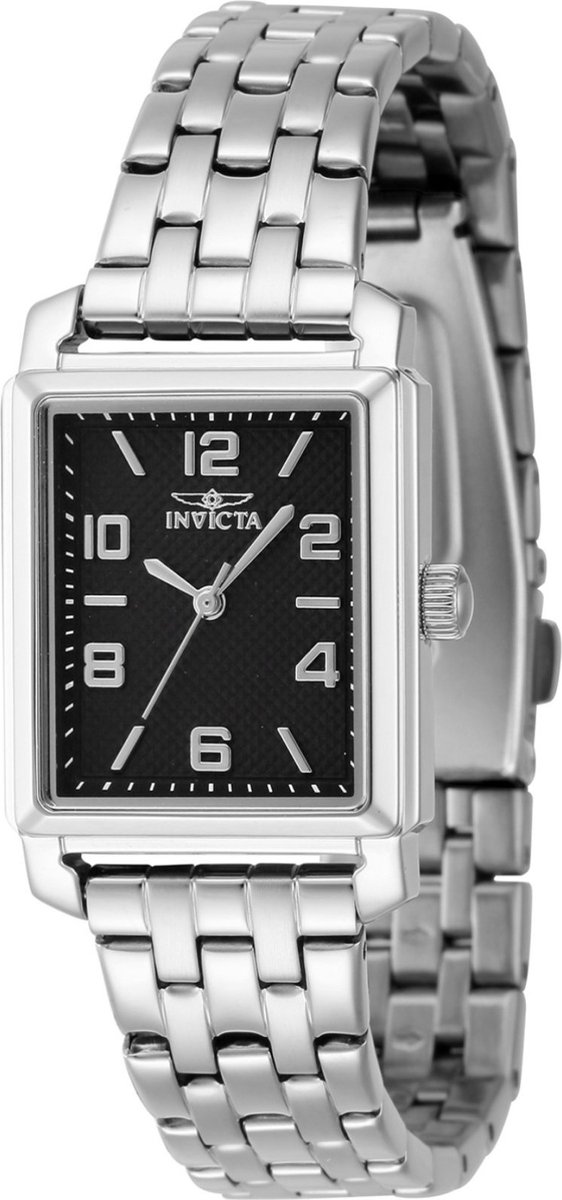 Invicta Vintage 46663 Dames Horloge - Waterdicht - Analoog - Quartz Uurwerk - Roestvrij Staal met zwarte Wijzerplaat - 24mm