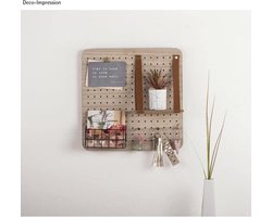 Pin & Peg starterset 40 x 40 x 25 cm - board inclusief accessoires - opbergsysteem gatenwand geperforeerde plaat - houten rek wandrek - draadmand en ophanghaken