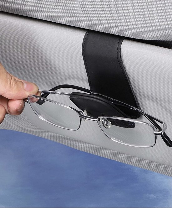 Foto: Brillenhouder voor auto zonneklep leer zonnebrilhouder voor autobrilhouder autovizier brilhouder clip voor zonneklep grijs