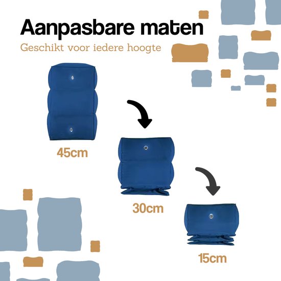 DIVERZA Vliegtuigbedje - Reiskussen - Opblaasbaar - Voetensteun - Voor in het vliegtuig - Trein - Auto - Donker Blauw - Inclusief opbergzak van DIVERZA — afbeelding 3