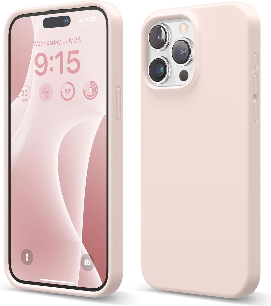 BixB hoesje geschikt voor iPhone 15 Pro Max Hoesje Siliconen - liquid Backcover - Zand