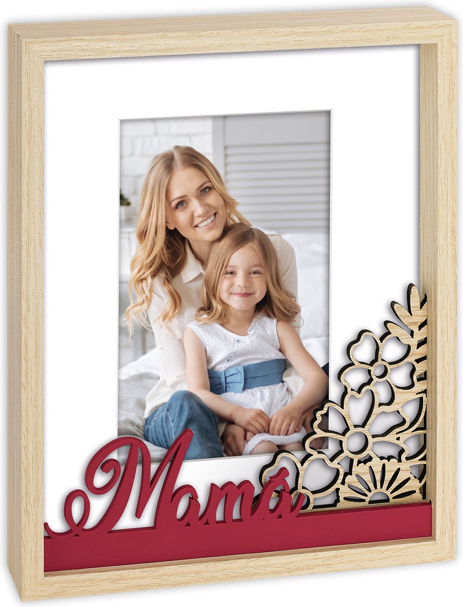 Zep Houten Fotolijst Chloe ES met tekst Mama voor foto formaat 10x15 cm - PQ224ES Bruin