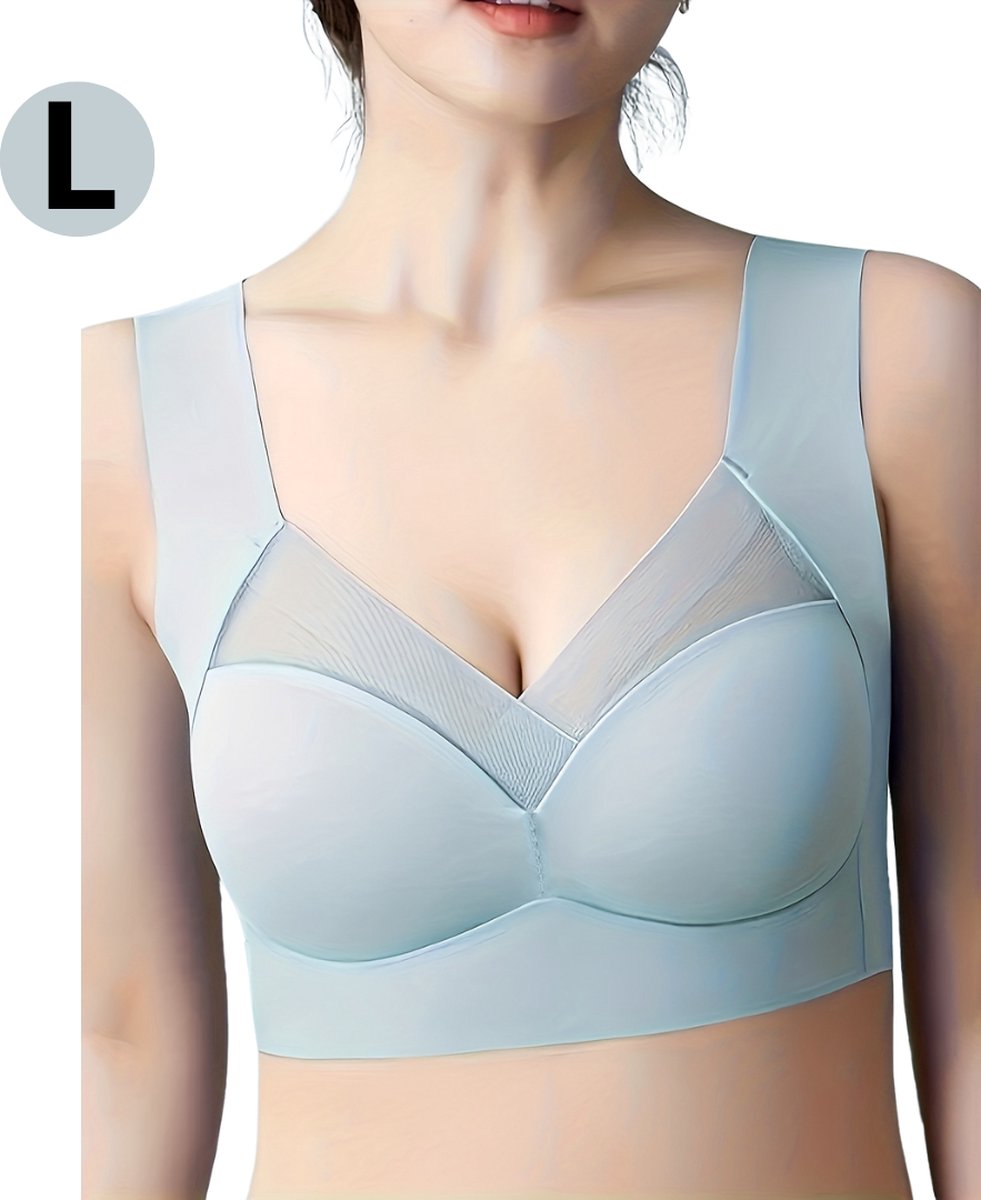 Bovista BH Zonder Beugel - Zonder Bandjes - Push-up Bh's - Comfort Bh - Lichtblauw L
