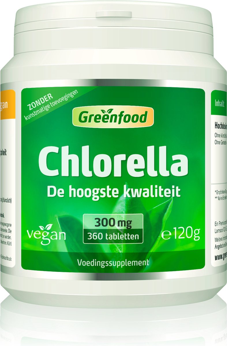 Goedkoopste Greenfood Chlorella, 300 mg, de hoogste kwaliteit luchtgedroogd, 360 tabletten - rijk aan chlorofyl, vitaminen, mineralen en sporenelementen. Zonder kunstmatige toevoegingen, veganistisch. Zonder GGO.