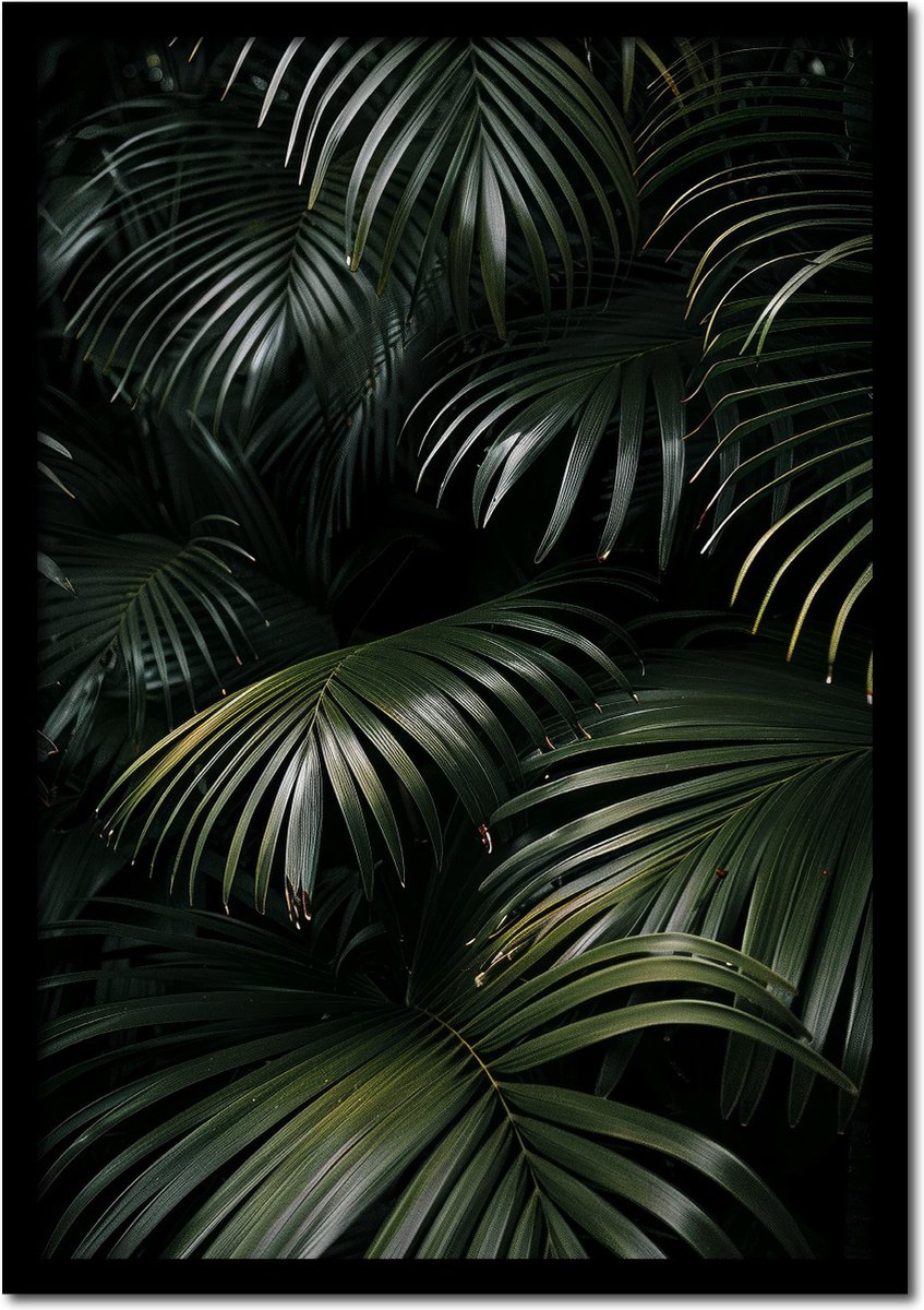 Plakkers Poster jungle bladeren dichtbebost - 70cm x 100cm - vintage - woonkamer - slaapkamer - bloemen posters - goedkoop - muurposter - natuur - wanddecoratie Full-colour