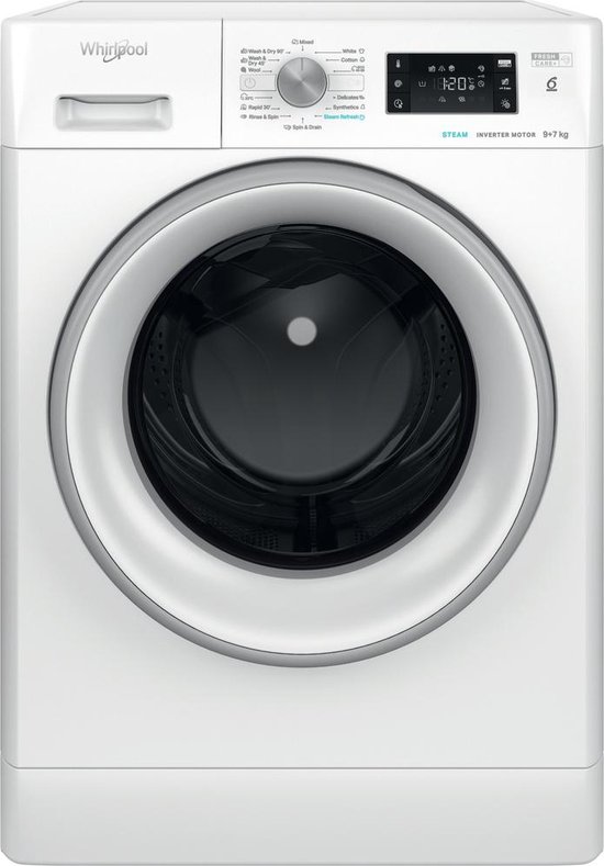 Whirlpool FFWDB 976258 SV EE, Voorbelading, Vrijstaand, Wit, Links, 9 kg, 1600 RPM