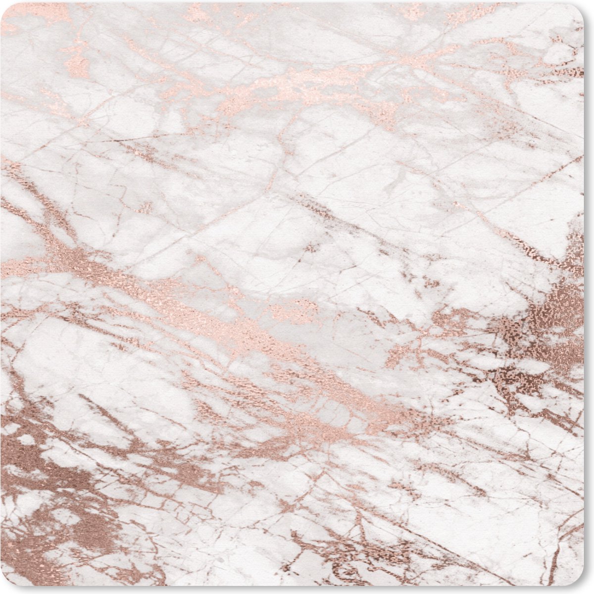 Muismat 20x20 cm - Mousepad Marmer - Roze - Luxe - Marmer printlook - Glitter - Design - Muismatten