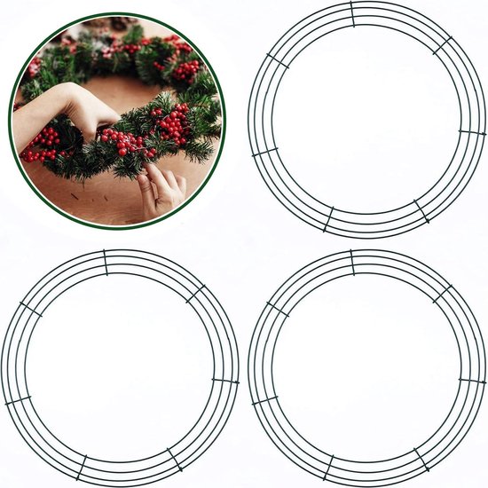 Kit 4 Cadres De Couronne En Fil Métallique - 8 Et 12 Pouces (20 Et 30 Cm) Avec Fil - Pour Décorations DIY Noël, Mariage - 5