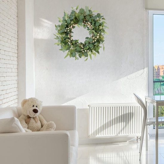Kunstmatige groene eucalyptus krans 50 cm - ronde krans voor de huisdeur - deurbord