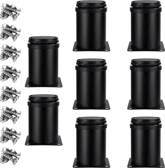 Set van 4 verstelbare bedpoten, lattenbodem, poten met één gat, meubelpoten, massief hout, type T, poten, steunpoten voor bedframe, bedframe, accessoires, aanpasbare maat (36 cm