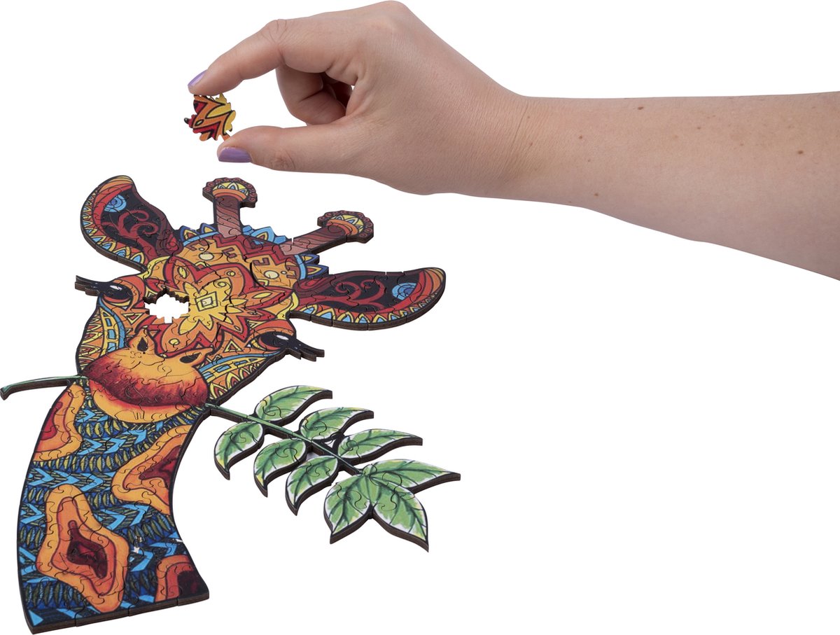 Houten Puzzel Giraf – 113 Unieke Puzzelstukjes – A4 Formaat Houten Legpuzzel – Dieren Puzzelspel – Educatief Denkspel – Inclusief Opbergetui – Engelhart — afbeelding 12