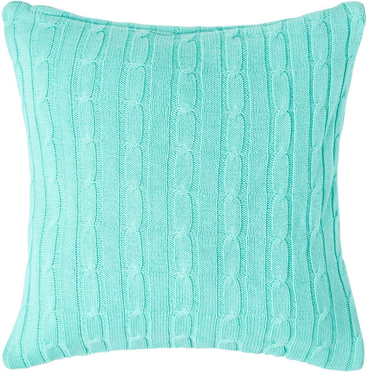 Homescapes Kabelgebreide kussenhoes in pastelgroen, 100% katoen, 45 x 45 cm