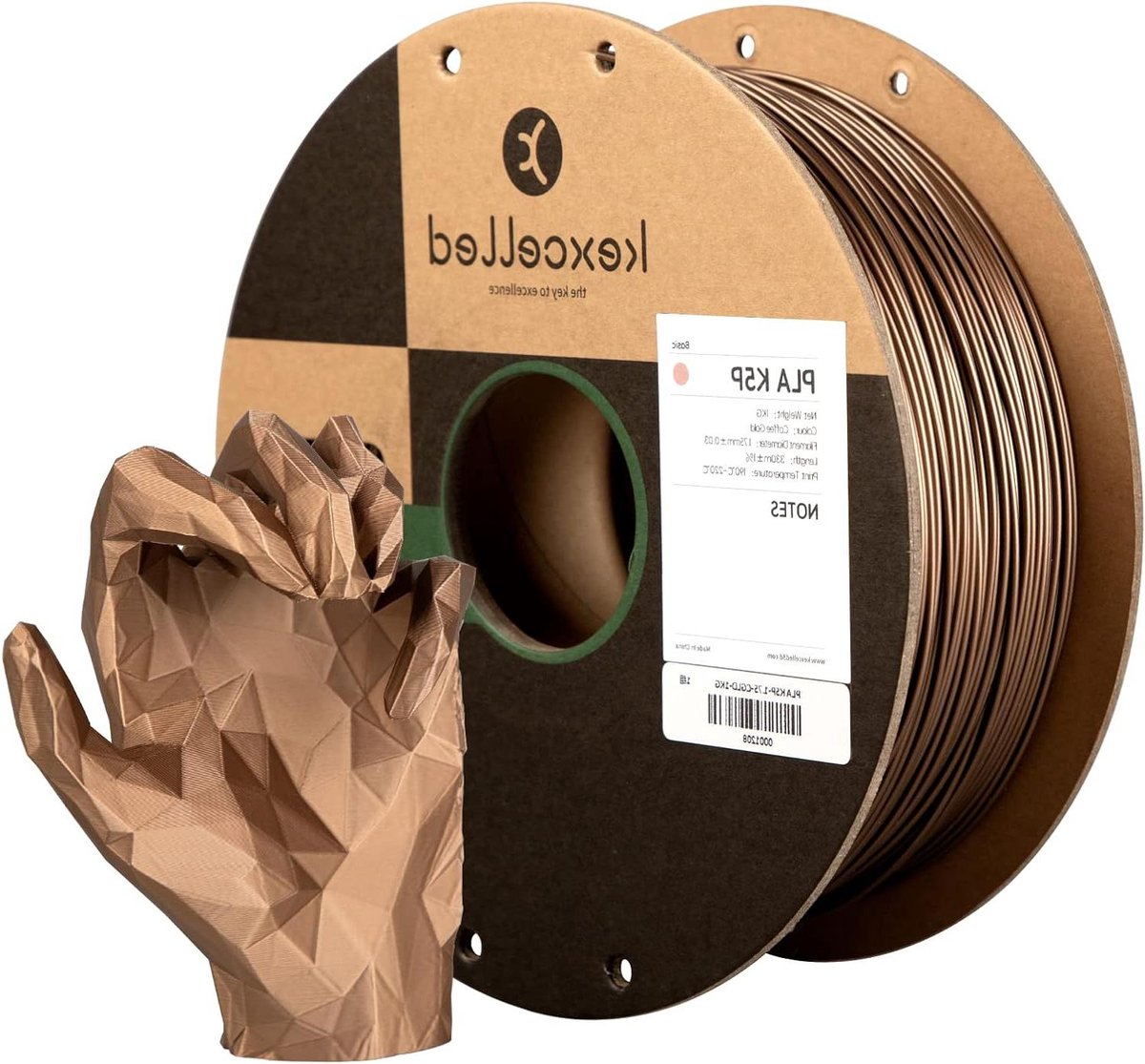 175mm Silk Metal 3D Printing Filament - Metallic PLA +/- 003mm - Metalen Oppervlak - 1kg Spoel - Glanzend - FDM Printers - Koffie Goud