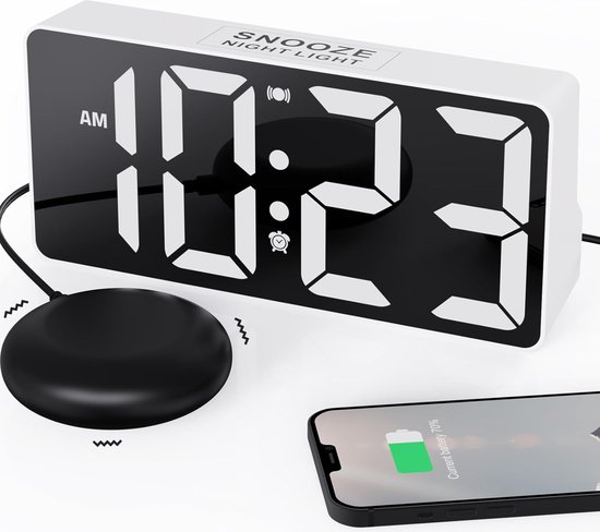 Ejoyous Wekker met hoog volume voor diepe slaap, 110 dB trilalarm voor doven, luid trilalarm om diepe slaap te wekken