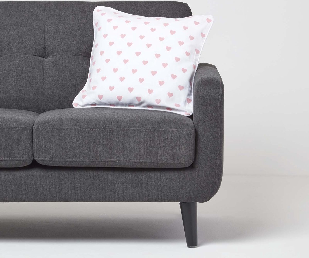 Homescapes Katoenen kussenhoes met roze harten 45 x 45 cm