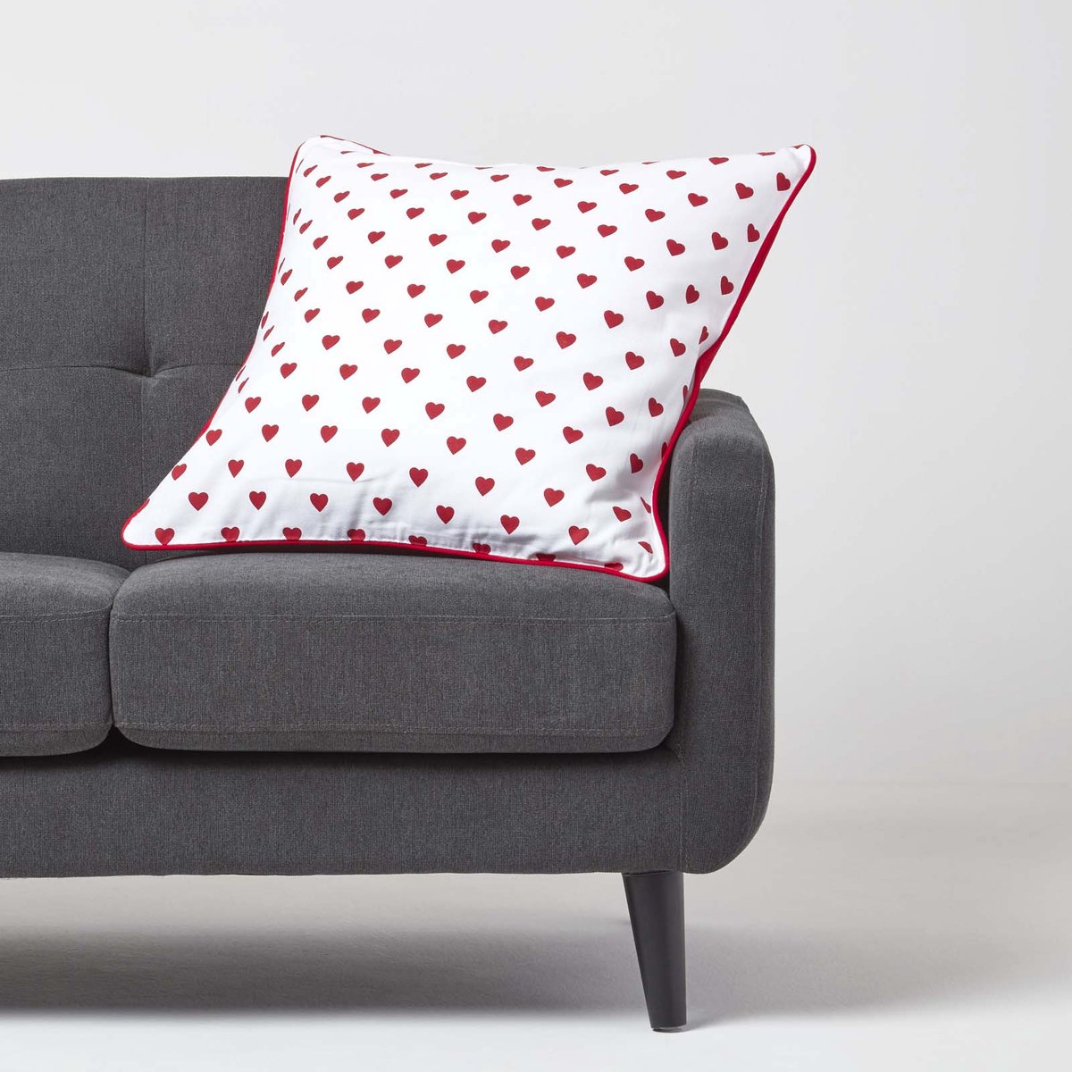 Homescapes Rode Harten Katoenen Kussenhoes 60x60cm Rood