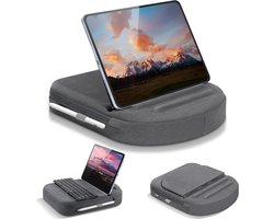 Adjustable Viewing Angles Tablet Pillow Stand - Lap/Bed/Desk Holder with Stylus Pen Holder - Compatible with iPad Pro 11/10.9/10.2 - Up to 11" Gray