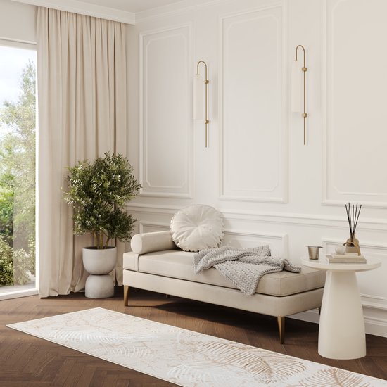 Tapiso Crystal Runner Tapis Tapis Beige Clair à Poils Courts Taille - 100x300