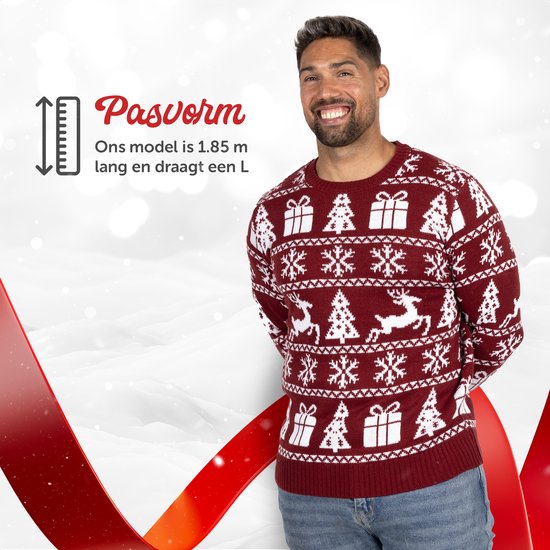 Wrong Pull de Noël Femme & Homme - Pull de Noël « Cosy Noël Bordeaux Rouge » - Homme & Femme Taille XXL - Sinterklaas - Noël - Cadeau de Noël