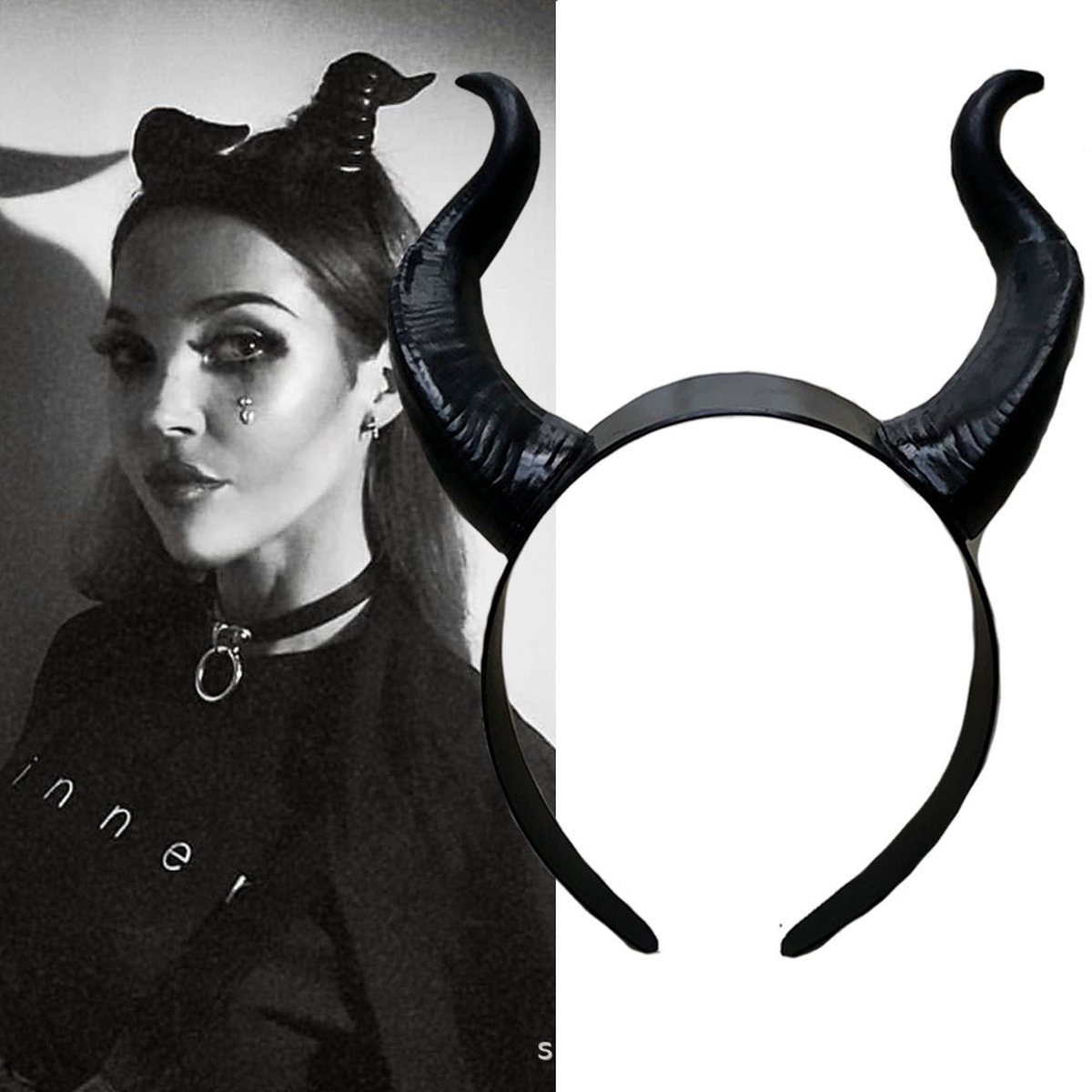 Schapenhoorn bloemen haarband gotische hoofdband hoofddeksels voor Halloween kostuum cosplay foto rekwisieten
