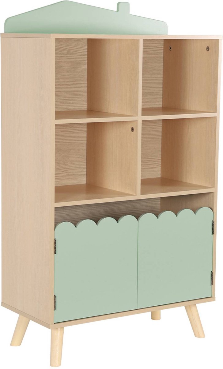 sweeek - Kinderboekenkast, 2 deuren en 4 planken - azur