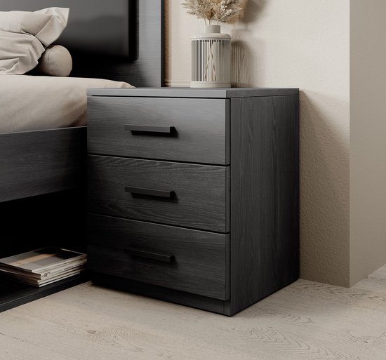 Meubella Nachtkastje Vintar - Antraciet - 45 cm - Set van 2 | Leen Bakker