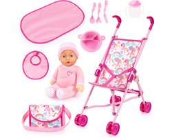 Product: Bayer Design - Poppenbuggy set, met Softdoll in roze en met veel accessoires, van het merk 