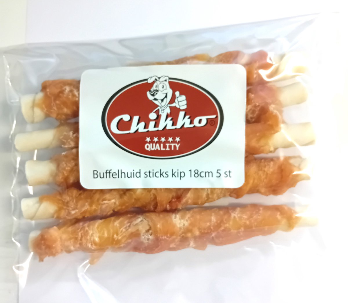 Chikko Quality - Buffelhuid met Kip Sticks - 5 stuks - 18 cm