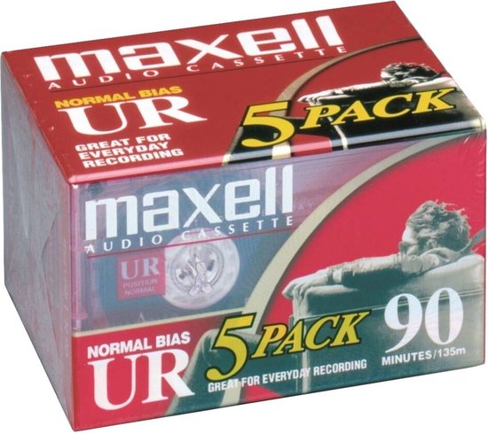 Maxell Normal Bias UR Cassettebandje 90 min. Set van 5 stuks