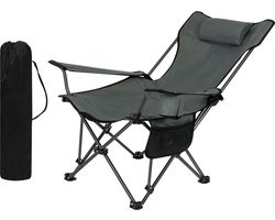 Camping Folding Chair Lightweight Beach Chair with Backrest Drink Holder Storage Bag Grey - Holds up to 150 kg Aluminium Beach Chair Folding Garden
