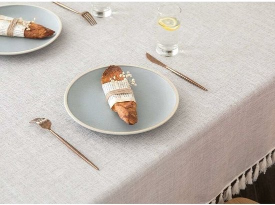 Tovaglia Corsa Moderna – Beige Marrone – 140x220 Cm – Tinta Unita Con Motivo Strutturato Per Cucina E Soggiorno