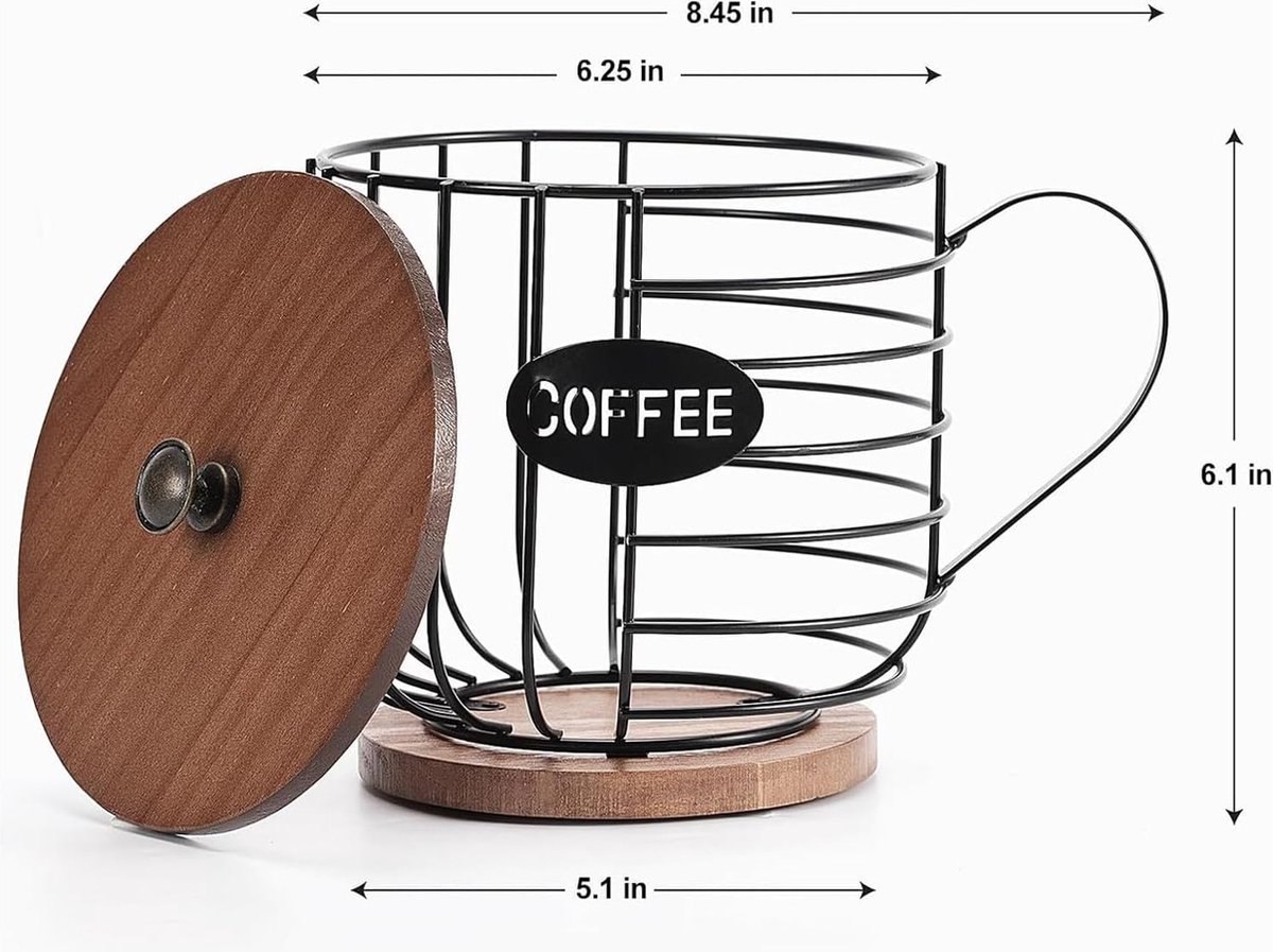Koffiecapsule-organizerdoos Grote capaciteit glazen pot met deksel Koffiepads en theeopslag Keukenaccessoires
