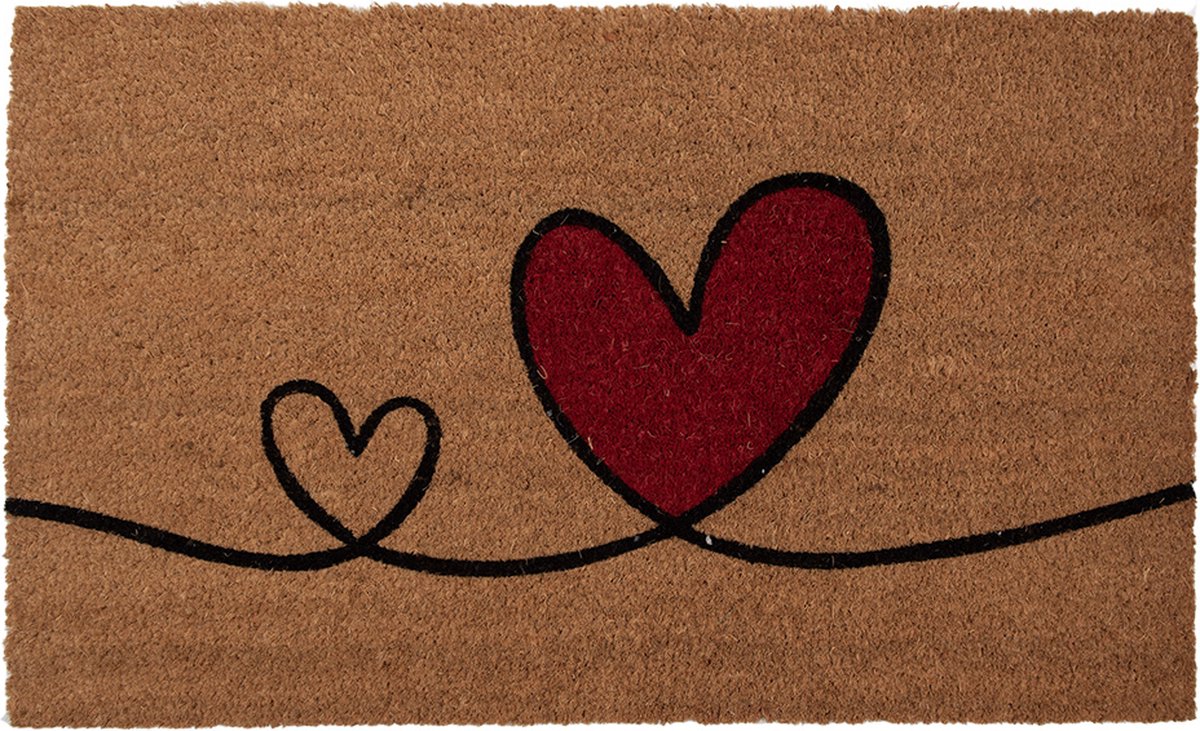 Deurmat 75x45 cm Bruin Kokos Harten