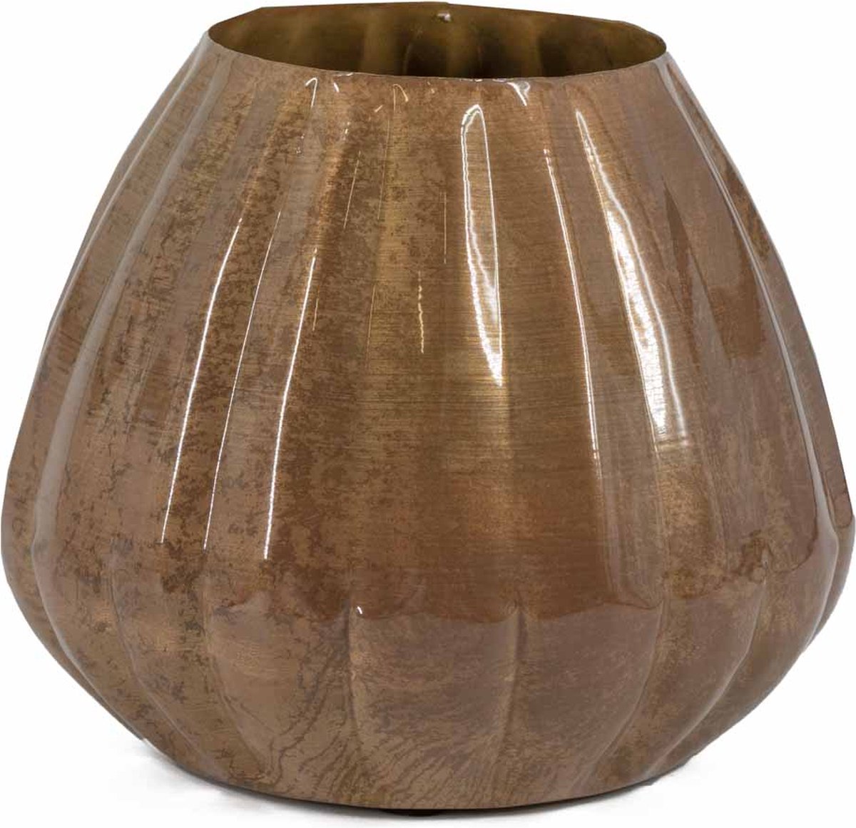 homebound by ky Metalen vaas peach | 10,5x19,5x17cm | metalen bloemenvaas peach Goud