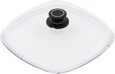 Simax Glazen deksel diameter 28 x 28 cm - automatisch ontluchtingsventiel - hittebestendig - voor potten en pannen glass pan lid