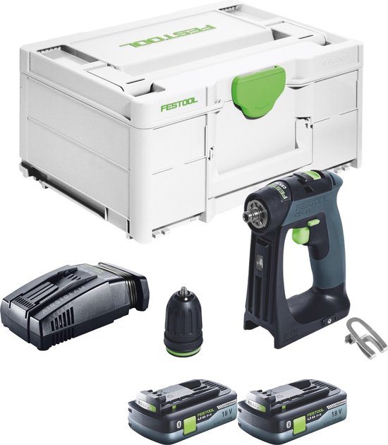 Festool CXS 18-Basic accuschroefboormachine 18 V 40 Nm borstelloos + 2x accu 4.0 Ah + snellader + systainer