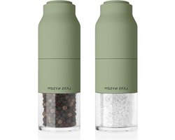 Zout- en Pepermolenset Roestvrij Staal Verstelbaar - Handleiding - Fles Design Kruidenmolens - Sage salt and pepper grinder set copper