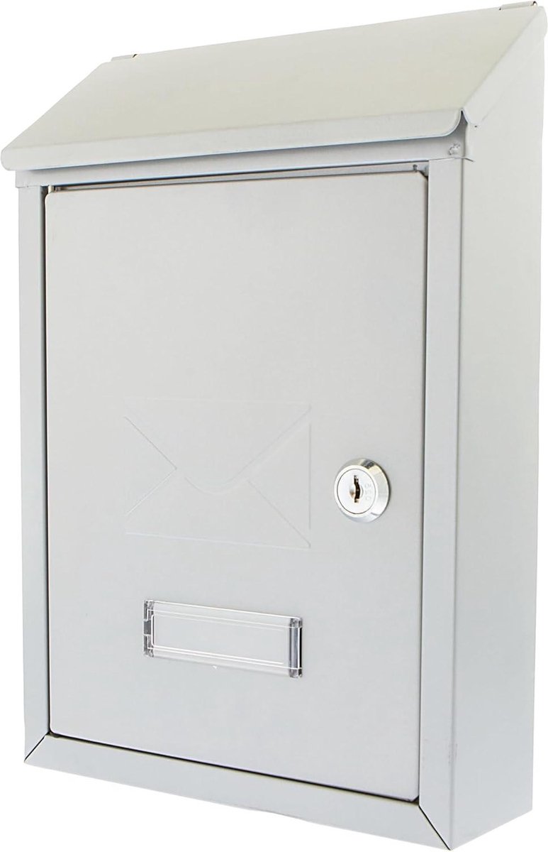 Avon Achteringang Wandmontage Gegalvaniseerd Staal Afsluitbare Weerbestendige Postbox - Zilver - 21x30x7cm - Met Sleutels - Voor Buitengebruik