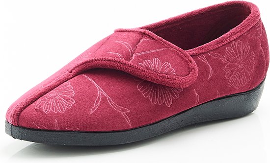 Damart - Pantoufles femmes avec fermeture Velcro - Femme - Rouge - 42