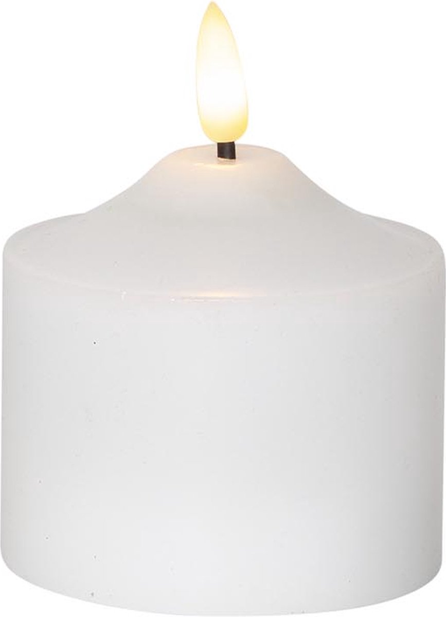 Star Trading kaarsvlam, zuilkaars, decoratie, wit, LED, timer, warm wit, 9,5 cm