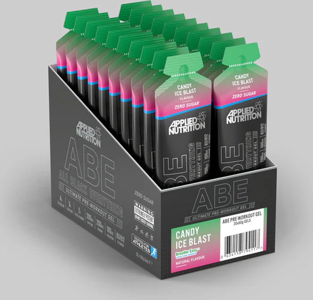 Goedkoopste Applied Nutrition - ABE Preworkout gels - 20x60ml - Candy Ice Blast - pre-workout - on the go - ready to use - rtd