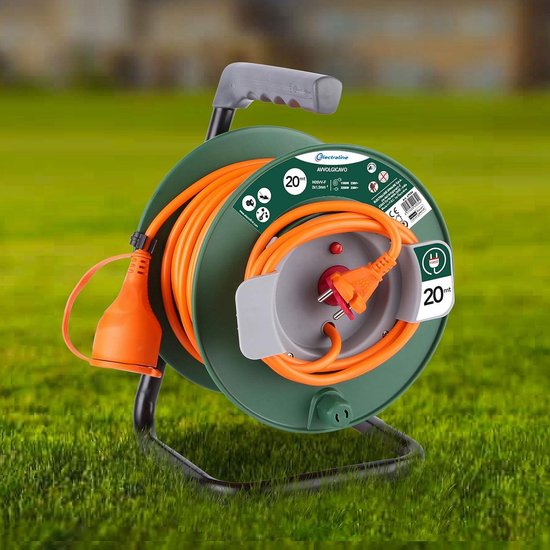 Energaline 49234 Verlengkabel voor de tuin, stekker en bus voor Europese netten, 2-polig, voor elektrische tuingereedschap, lengte 20 m, met afdekking voor de aansluiting, kabeldoorsnede 2 x 1,5 mm2 Energaline 49234 Verlengkabel voor de tuin, stekker en bus voor Europese netten, 2-polig, voor elektrische tuingereedschap, lengte 20 m, met afdekking voor de aansluiting, kabeldoorsnede 2 x 1,5 mm2