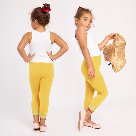 Merry Style MS-MS10-293-LE Meisjes Leggings - Sport - Vrijetijdsbroek - 3/4 Capri – Viscose - Sporbroek - Yogabroek - Geel - 158