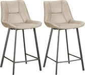 Bol.com Colenis® - Zera Barkruk - Barstoel - Set Van 2 - Beige - Microfiber - Microvezel - Industrieel aanbieding